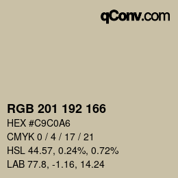 Color code: RGB 201 192 166 | qconv.com