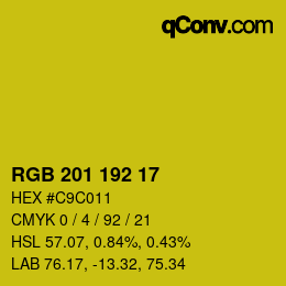 Color code: RGB 201 192 17 | qconv.com