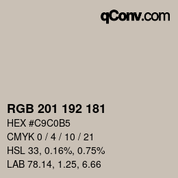 Color code: RGB 201 192 181 | qconv.com