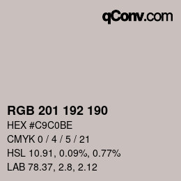 Color code: RGB 201 192 190 | qconv.com