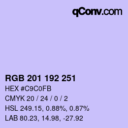 Color code: RGB 201 192 251 | qconv.com