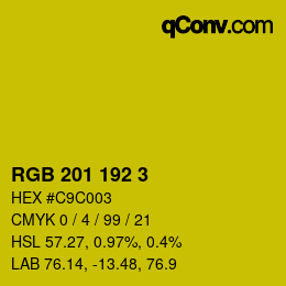 颜色代码: RGB 201 192 3 | qconv.com