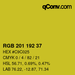 Color code: RGB 201 192 37 | qconv.com