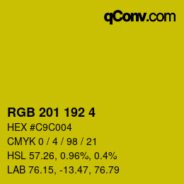 カラーコード: RGB 201 192 4 | qconv.com