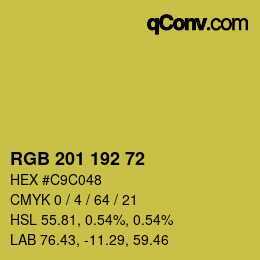 Color code: RGB 201 192 72 | qconv.com