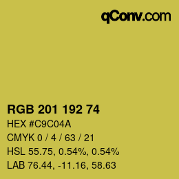 Color code: RGB 201 192 74 | qconv.com