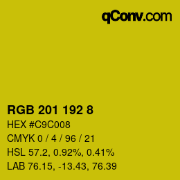 颜色代码: RGB 201 192 8 | qconv.com