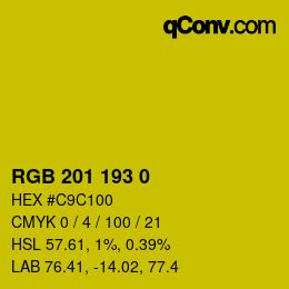カラーコード: RGB 201 193 0 | qconv.com