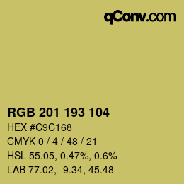 Color code: RGB 201 193 104 | qconv.com