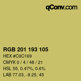 Color code: RGB 201 193 105 | qconv.com