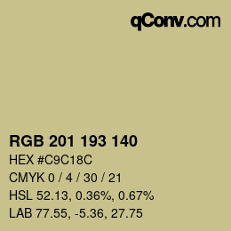 カラーコード: RGB 201 193 140 | qconv.com