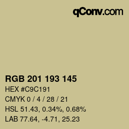 カラーコード: RGB 201 193 145 | qconv.com