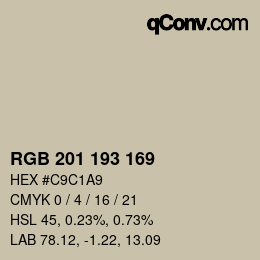 Color code: RGB 201 193 169 | qconv.com