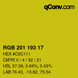 Color code: RGB 201 193 17 | qconv.com