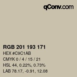 Color code: RGB 201 193 171 | qconv.com