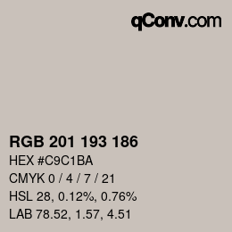 Color code: RGB 201 193 186 | qconv.com