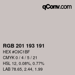 カラーコード: RGB 201 193 191 | qconv.com