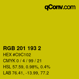 Color code: RGB 201 193 2 | qconv.com