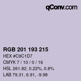 颜色代码: RGB 201 193 215 | qconv.com