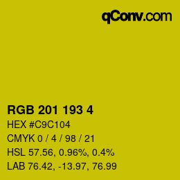 Color code: RGB 201 193 4 | qconv.com