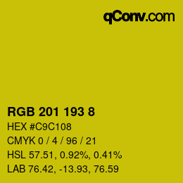 Color code: RGB 201 193 8 | qconv.com