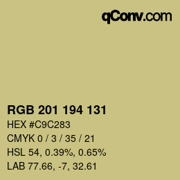 颜色代码: RGB 201 194 131 | qconv.com
