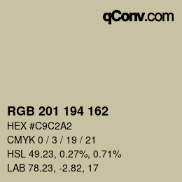 Color code: RGB 201 194 162 | qconv.com