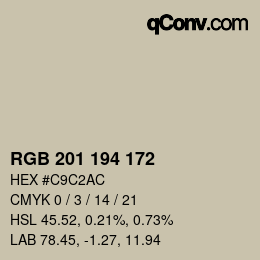 Color code: RGB 201 194 172 | qconv.com