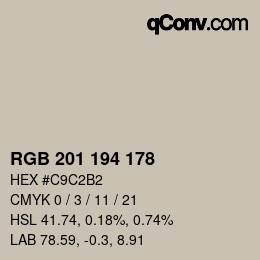 カラーコード: RGB 201 194 178 | qconv.com