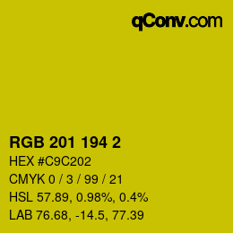 Color code: RGB 201 194 2 | qconv.com