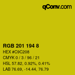 颜色代码: RGB 201 194 8 | qconv.com