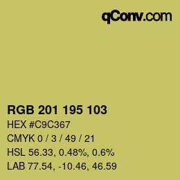Color code: RGB 201 195 103 | qconv.com