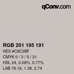 Color code: RGB 201 195 191 | qconv.com