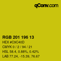 Color code: RGB 201 196 13 | qconv.com