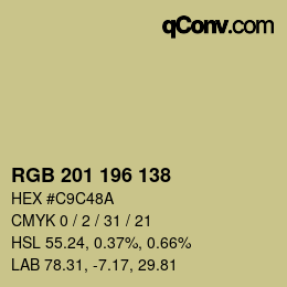 Color code: RGB 201 196 138 | qconv.com