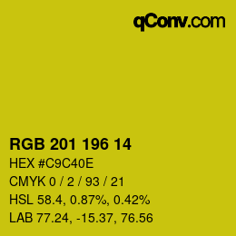 Color code: RGB 201 196 14 | qconv.com