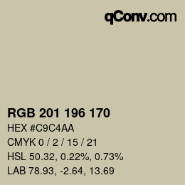 Color code: RGB 201 196 170 | qconv.com