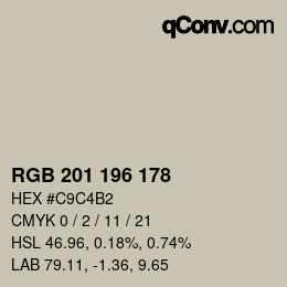 Color code: RGB 201 196 178 | qconv.com