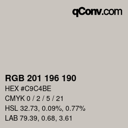 Color code: RGB 201 196 190 | qconv.com