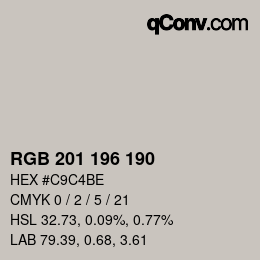 Color code: RGB 201 196 190 | qconv.com