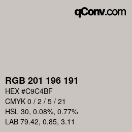 カラーコード: RGB 201 196 191 | qconv.com
