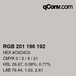 カラーコード: RGB 201 196 192 | qconv.com