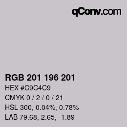 Color code: RGB 201 196 201 | qconv.com