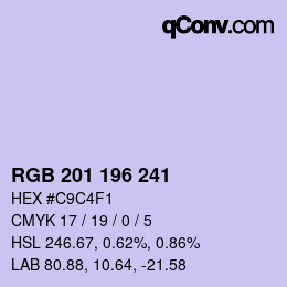 Color code: RGB 201 196 241 | qconv.com