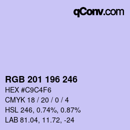 Color code: RGB 201 196 246 | qconv.com