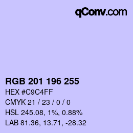 Color code: RGB 201 196 255 | qconv.com
