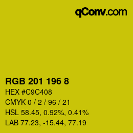 颜色代码: RGB 201 196 8 | qconv.com