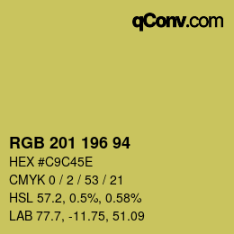 Color code: RGB 201 196 94 | qconv.com