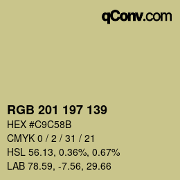 Color code: RGB 201 197 139 | qconv.com