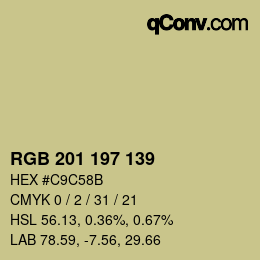 カラーコード: RGB 201 197 139 | qconv.com